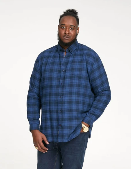 Duke D555 Bruce Long Sleeve Flannel Check Shirt - Blue 4 Duke D555 Bruce Long Sleeve Flannel Check Shirt - Blue - Image 2