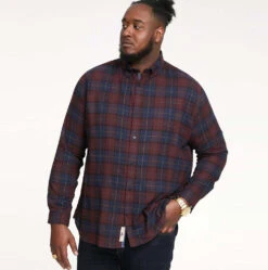 Duke D555 Thornwood Long Sleeve Flannel Check Shirt - Red Navy