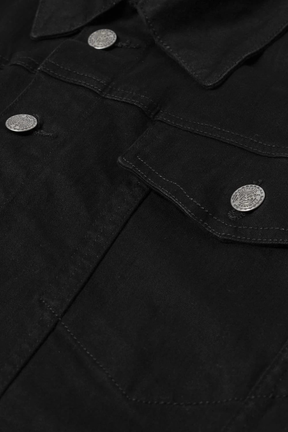 Kam Stretch Western Denim Jacket - Black 4 Kam Stretch Western Denim Jacket - Black - Image 2