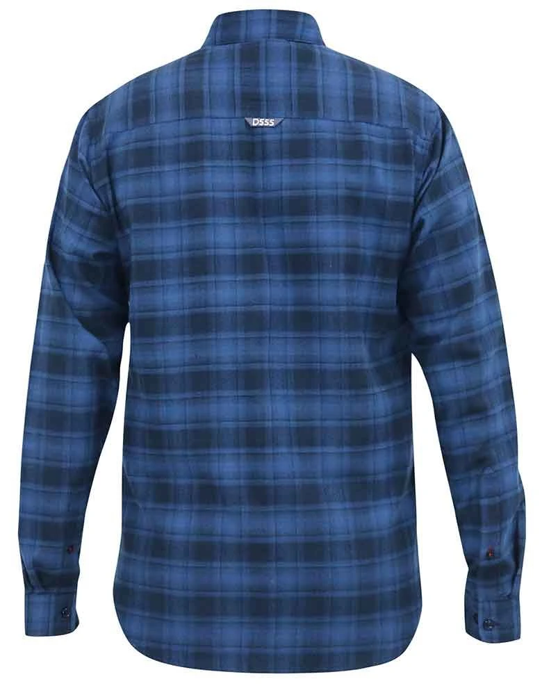 Duke D555 Bruce Long Sleeve Flannel Check Shirt - Blue 6 Duke D555 Bruce Long Sleeve Flannel Check Shirt - Blue - Image 4