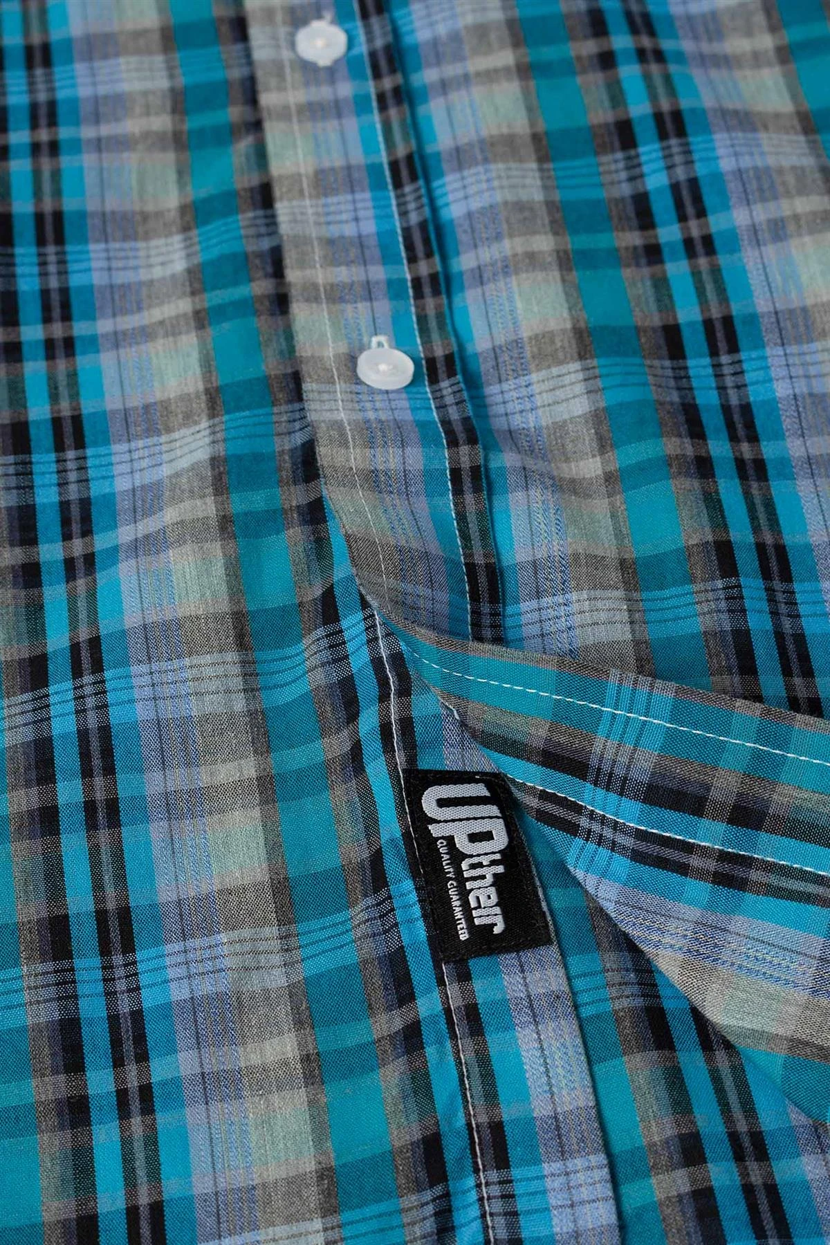 Uptheir Siena Short Sleeve Checked Shirt - Blue 7 Uptheir Siena Short Sleeve Checked Shirt - Blue - Image 5