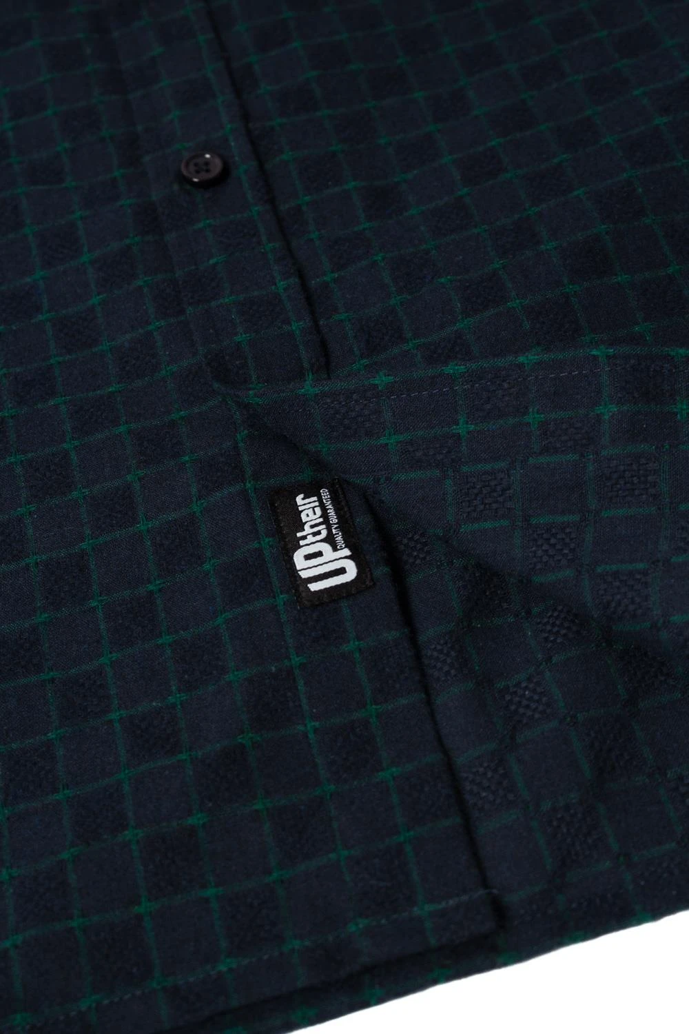Uptheir Strickland All Over Check Long Sleeve Shirt - Forest Navy 7 Uptheir Strickland All Over Check Long Sleeve Shirt - Forest Navy - Image 5