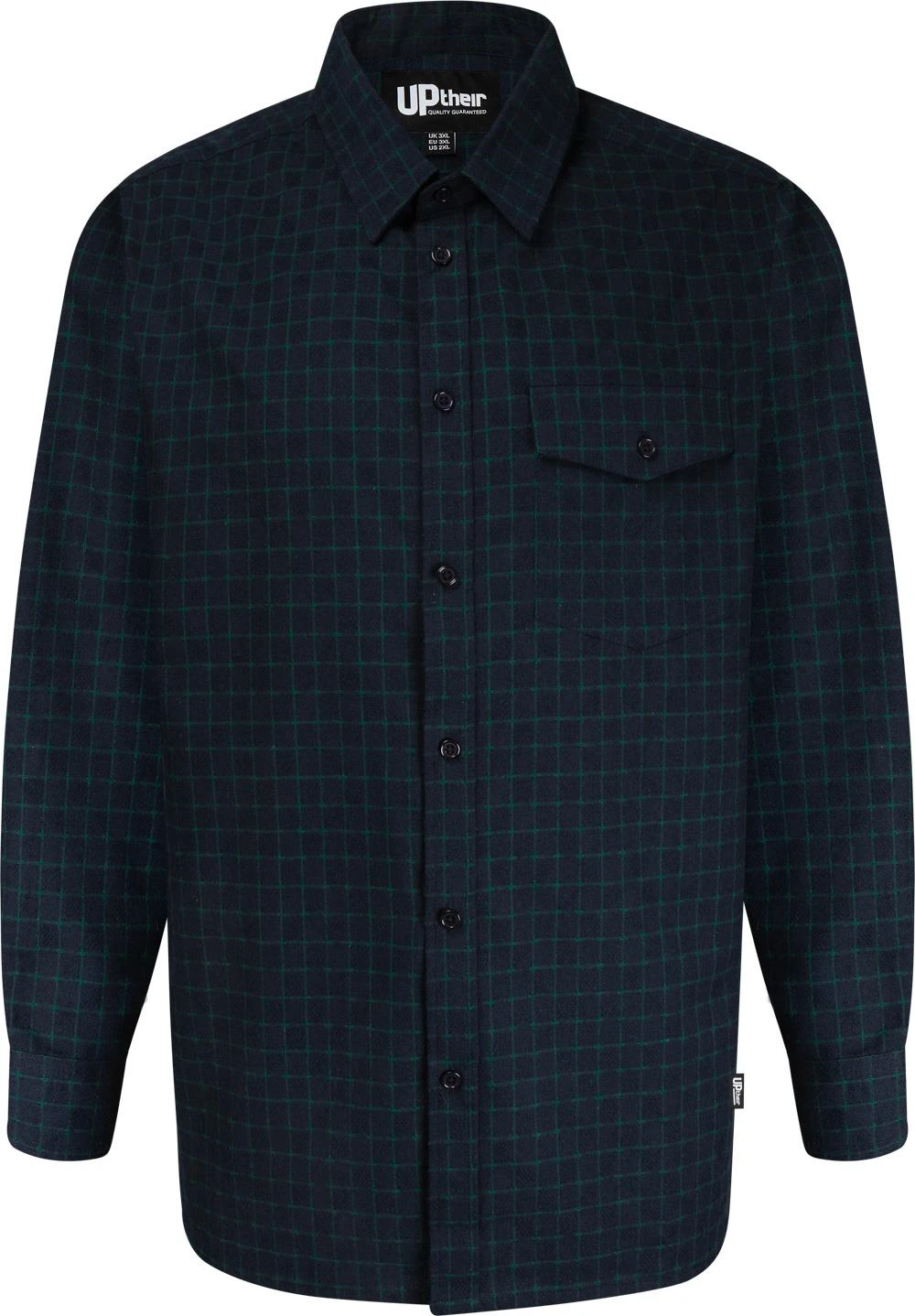 Uptheir Strickland All Over Check Long Sleeve Shirt - Forest Navy 3 Uptheir Strickland All Over Check Long Sleeve Shirt - Forest Navy