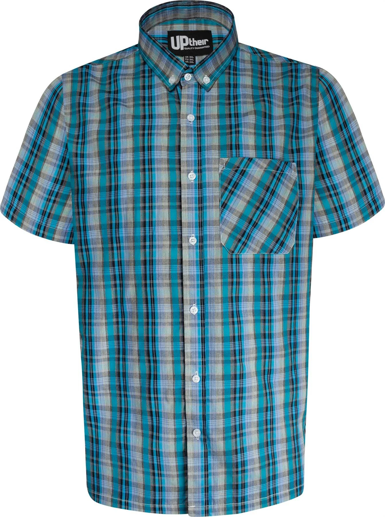Uptheir Siena Short Sleeve Checked Shirt - Blue 3 Uptheir Siena Short Sleeve Checked Shirt - Blue