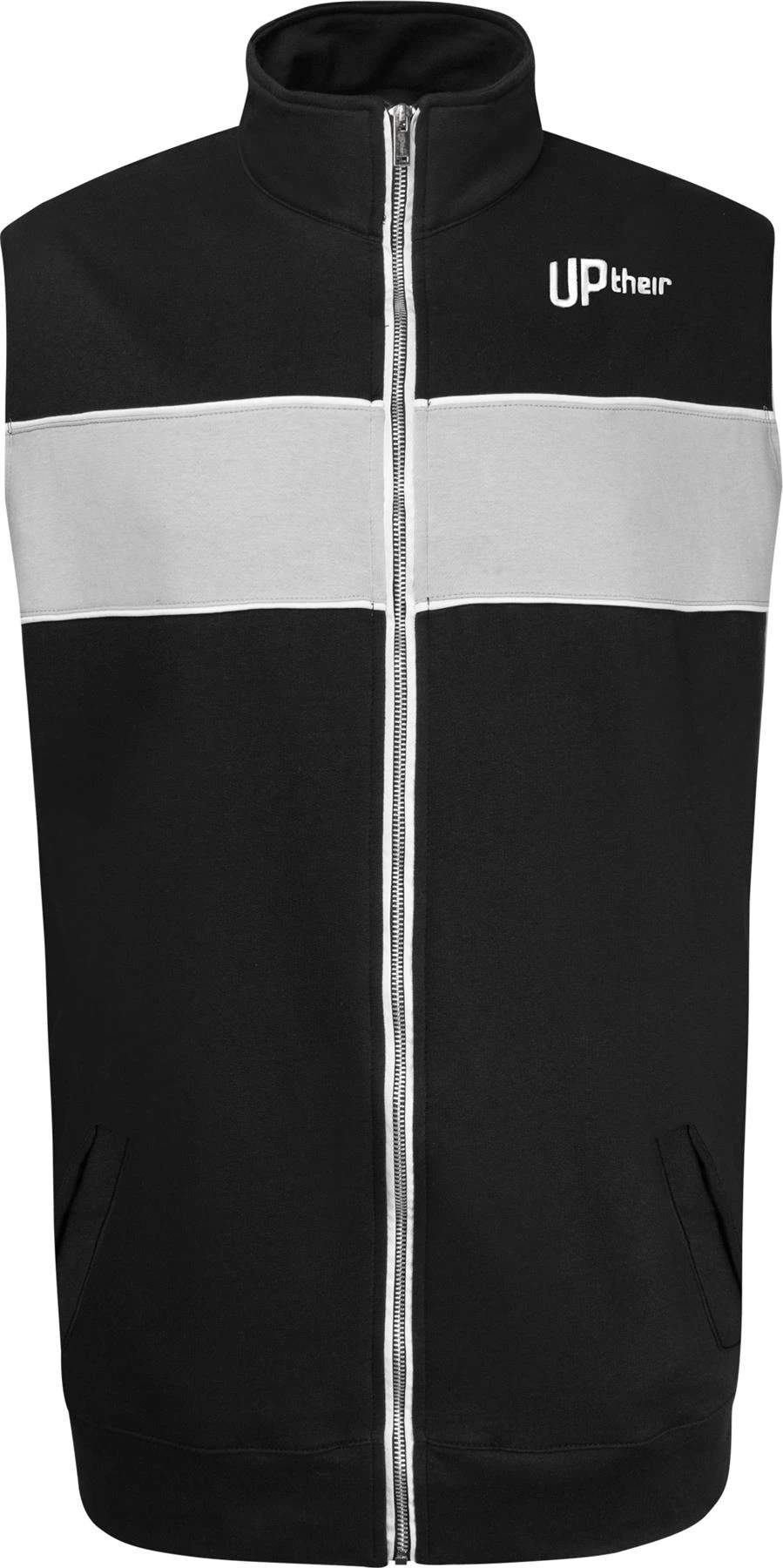 Uptheir Clear Mind Chest Stripe Gilet - Black Grey 3 Uptheir Clear Mind Chest Stripe Gilet - Black Grey